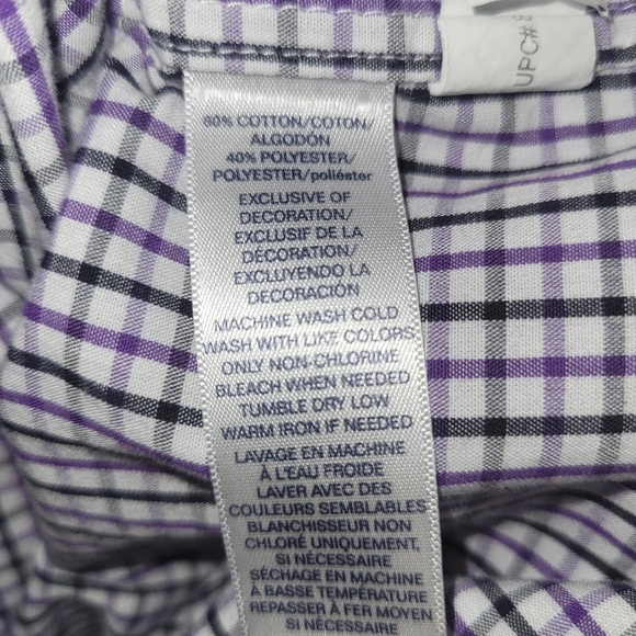 Chaps Ralph Lauren Boys 4T Purple Black Check Button Down Cotton Blend Shirt - Picture 6 of 6